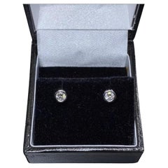 0.40ct Diamond studs earrings bezel rub over 18ct white gold