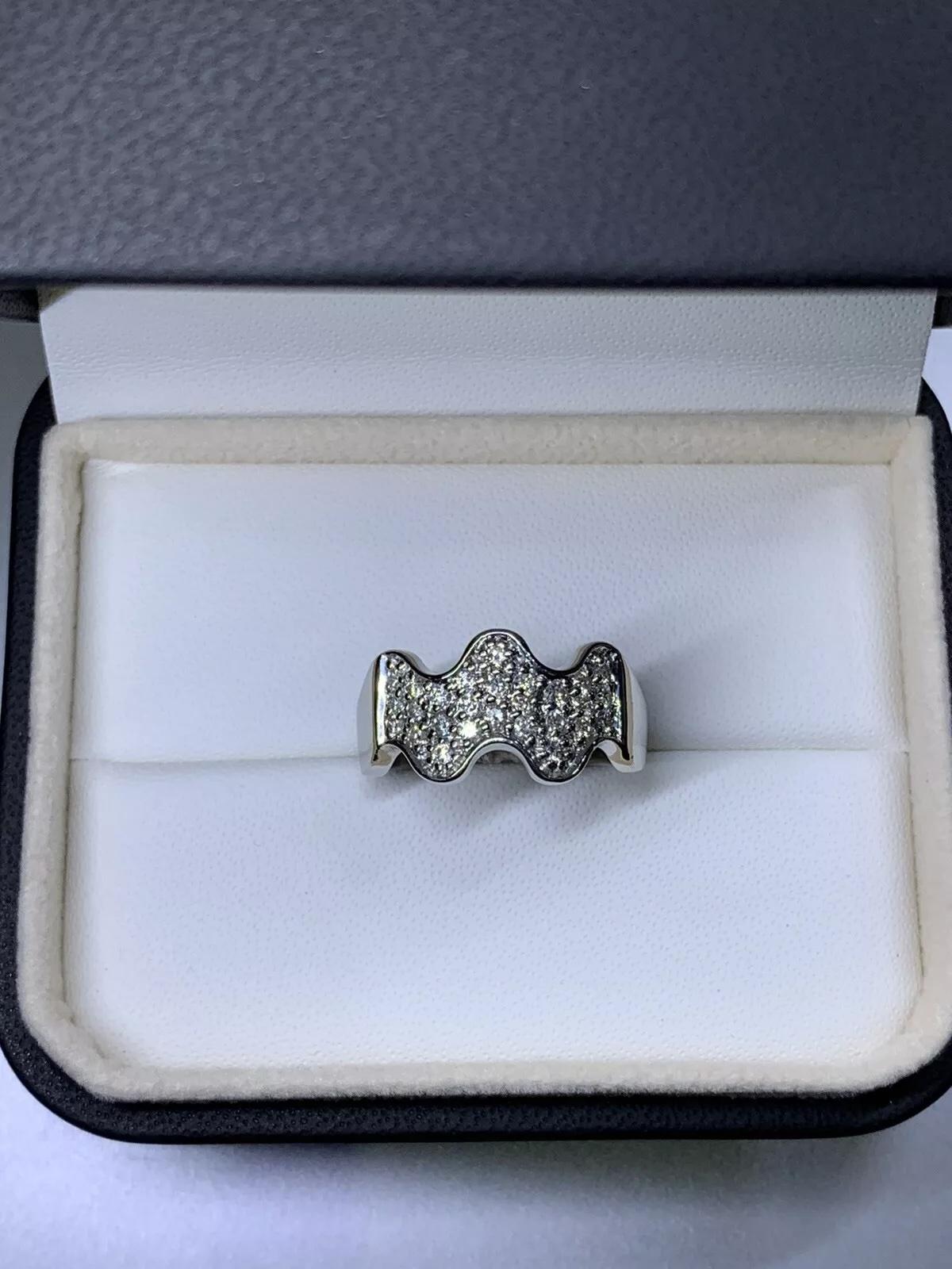 0.40ct Diamond waived chunky engagement wedding ring 9ct white gold
