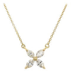 0.40ct F /VS Marquise Diamond Flower Pendant Set in 18ct Yellow Gold 0.40ct F /VS Marquise Diamond Flower Pendant Set in 18ct Yellow Gold