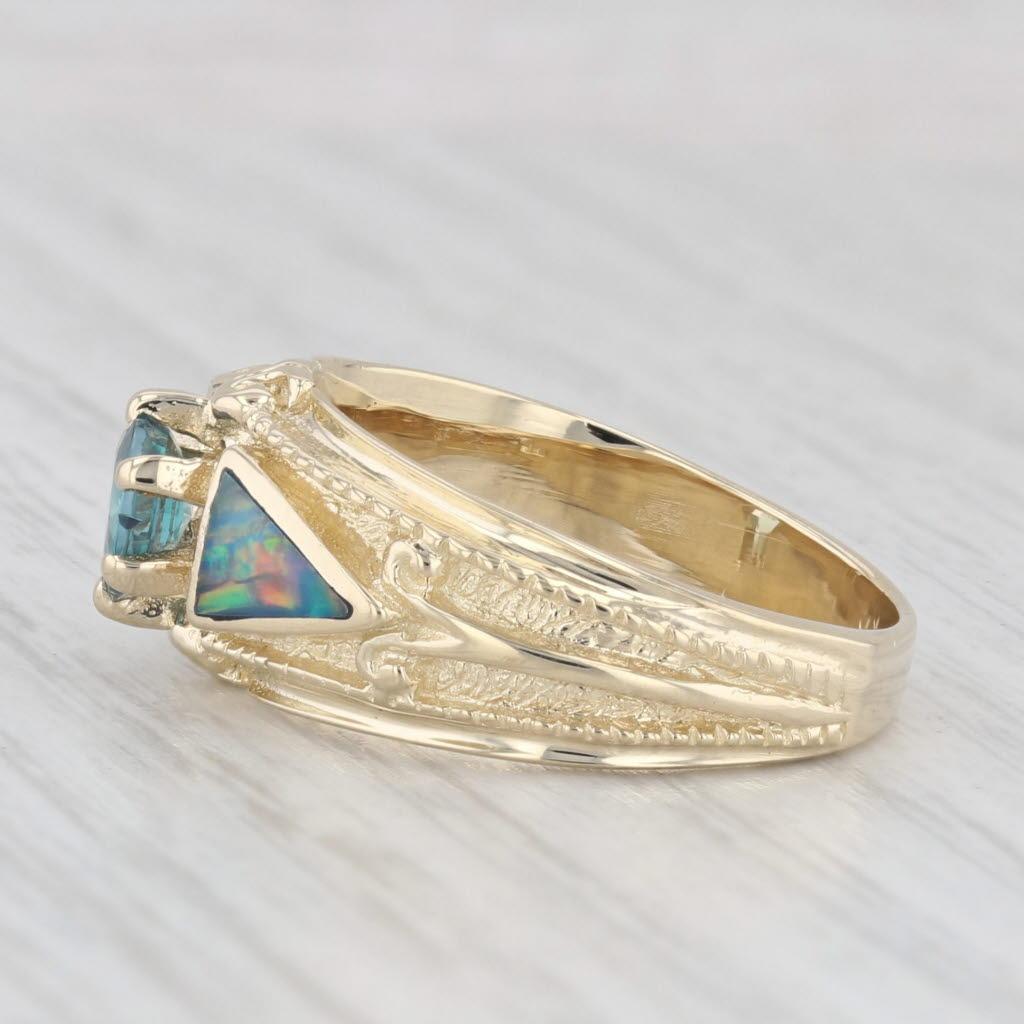 0.40ct Green Alexandrite Opal Ring 14k Yellow Gold Size 7 In Good Condition For Sale In McLeansville, NC