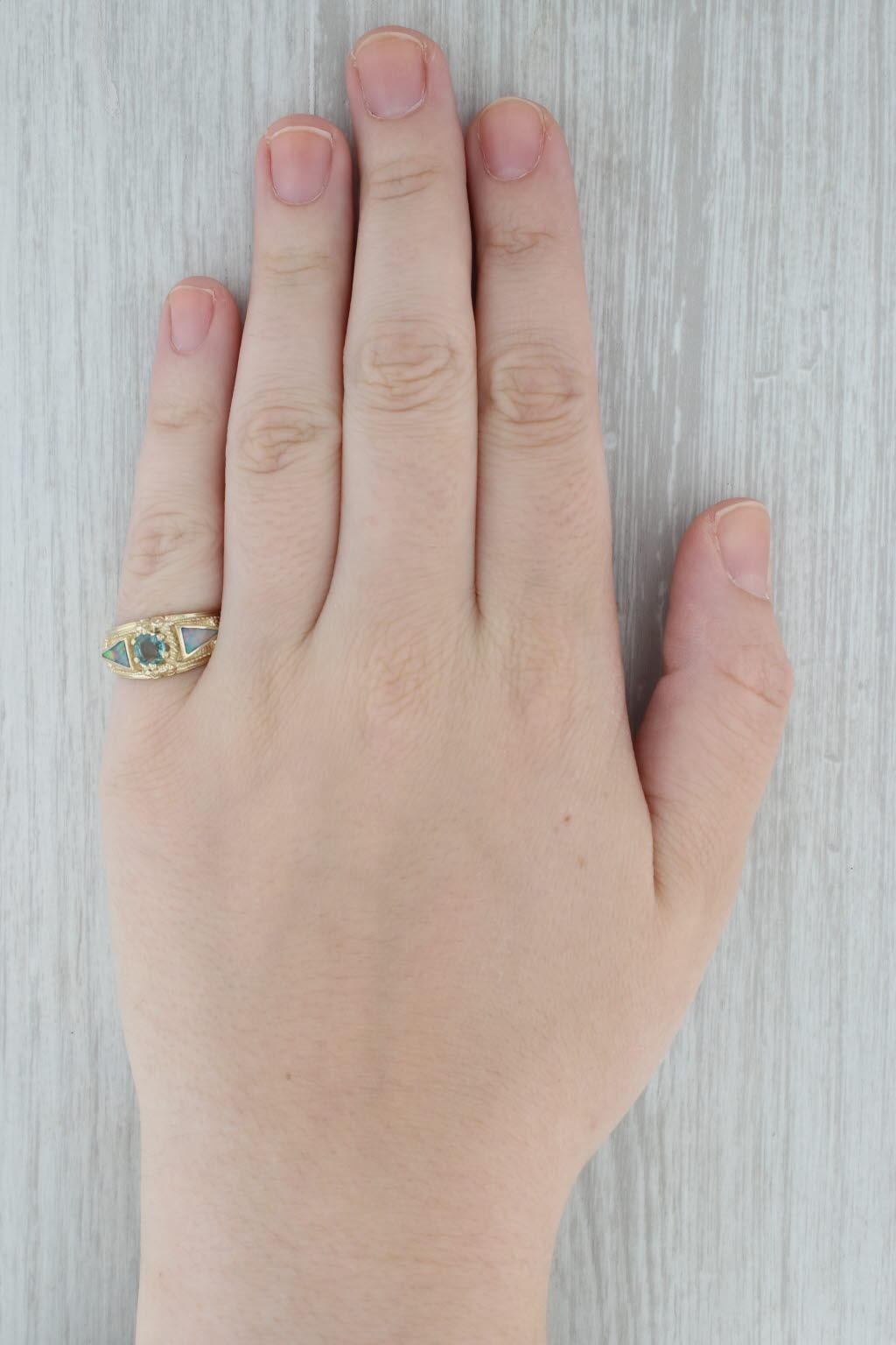 0.40ct Green Alexandrite Opal Ring 14k Yellow Gold Size 7 For Sale 1