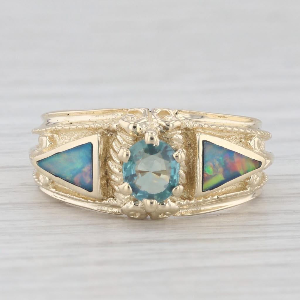 0.40ct Green Alexandrite Opal Ring 14k Yellow Gold Size 7 For Sale 2