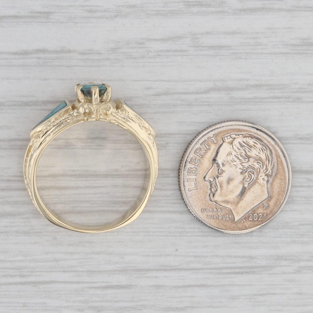 0.40ct Green Alexandrite Opal Ring 14k Yellow Gold Size 7 For Sale 4