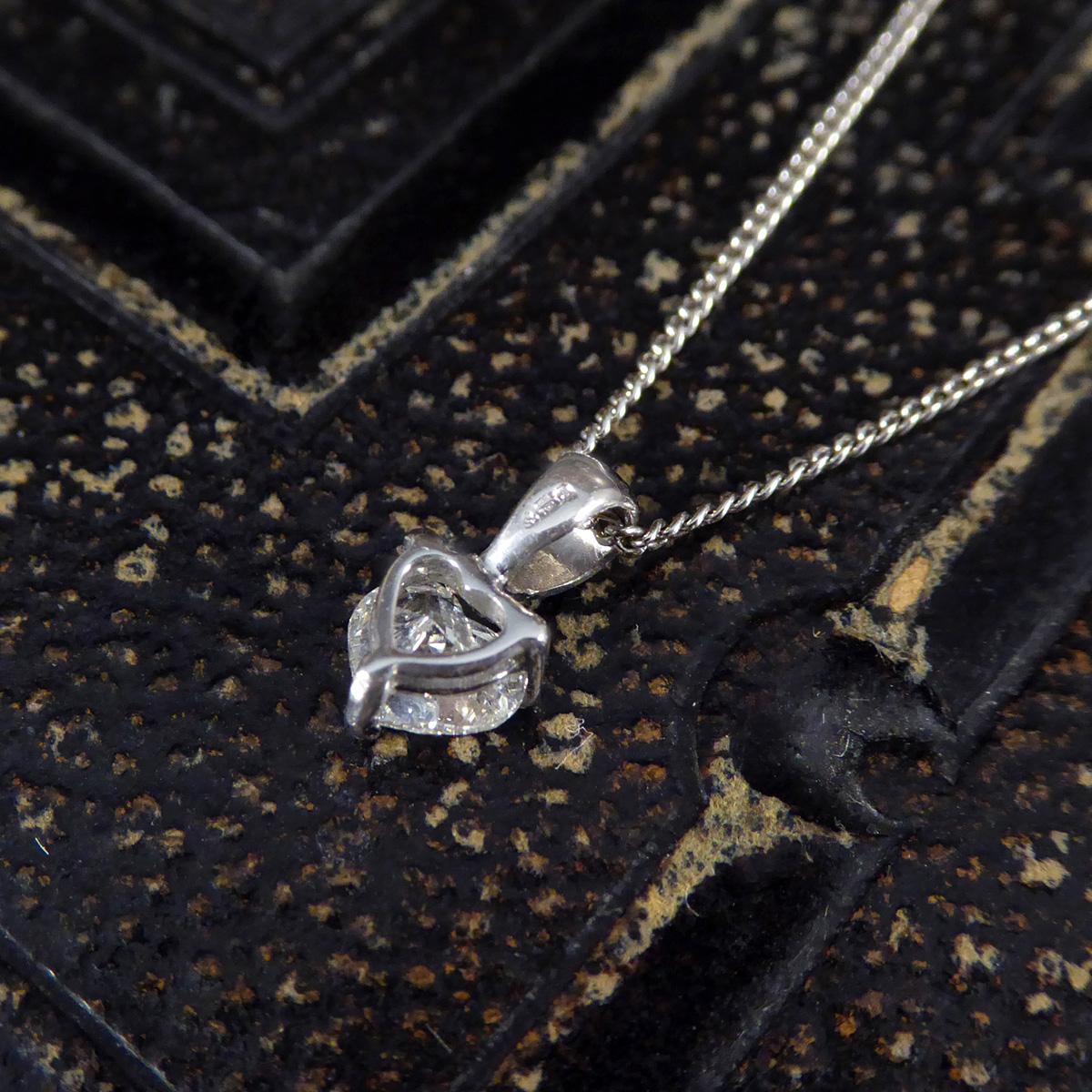 0.40ct Heart Cut Diamond Solitaire Pendant Necklace in 18ct White Gold In New Condition For Sale In Yorkshire, West Yorkshire