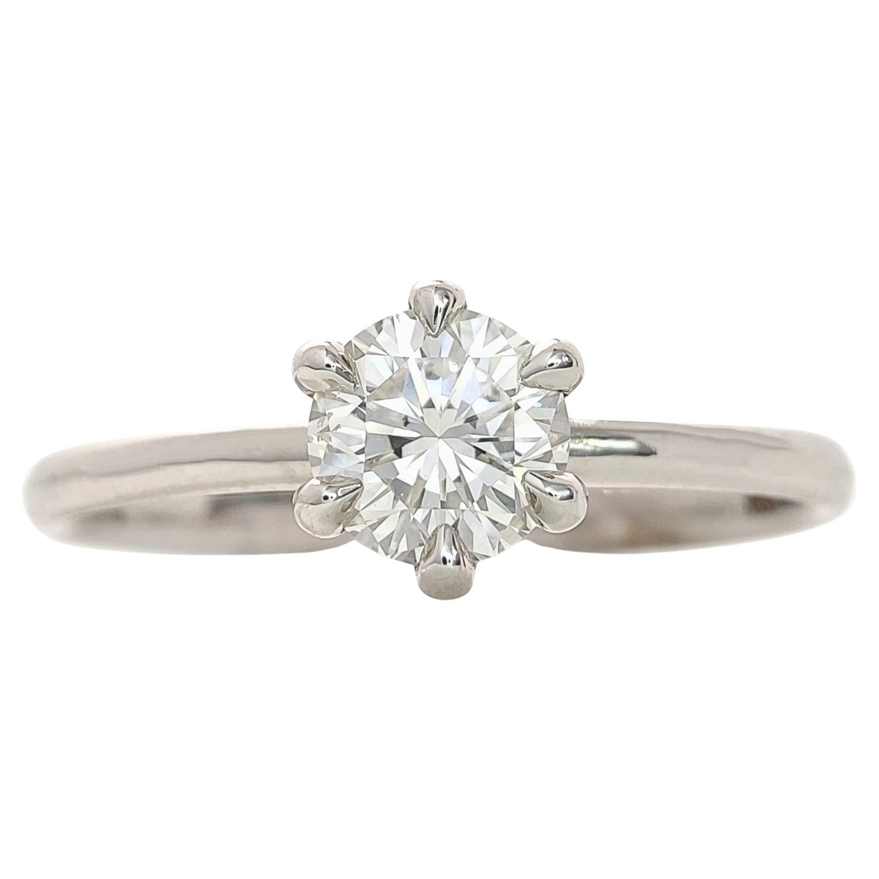 Anillo de compromiso de diamantes naturales certificados IGI de 0,40 ct, oro blanco de 18 quilates, 6 garras