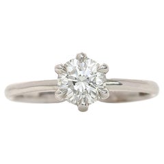 Anillo de compromiso de diamantes naturales certificados IGI de 0,40 ct, oro blanco de 18 quilates, 6 garras
