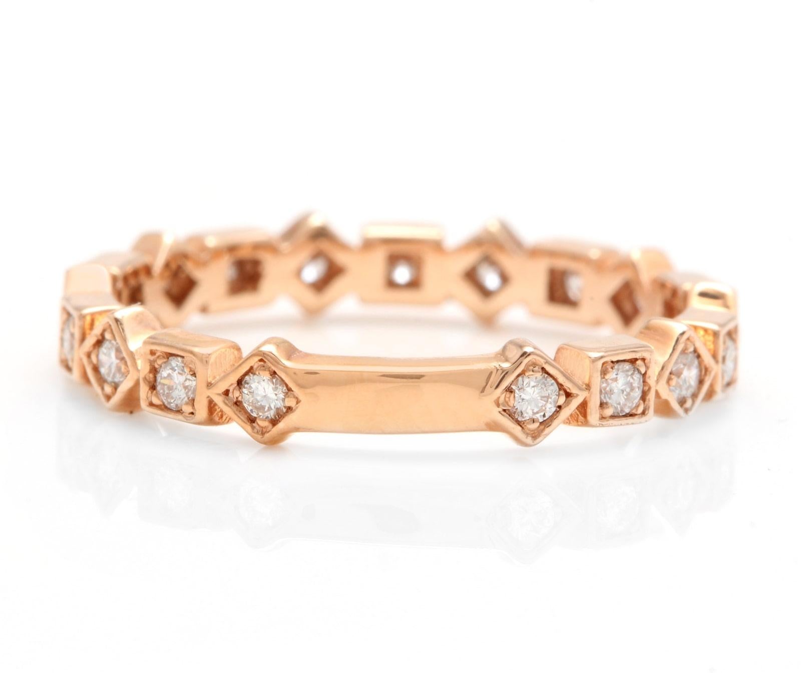 Splendid 0.40 Carats Natural Diamond 14K Solid Rose Gold Ring

Suggested Replacement Value: Approx. $1,500.00

Stamped: 14K

Total Natural Round Cut Diamonds Weight: Approx. 0.40 Carats (color G-H / Clarity SI1-SI2)

The width of the ring is: