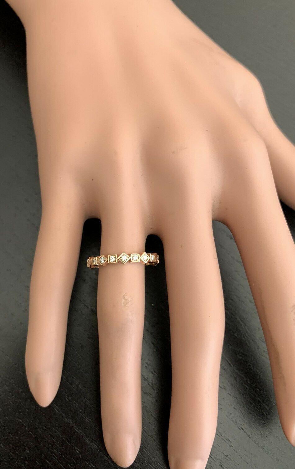 0.40 Carat Natural Diamond 14 Karat Solid Rose Gold Band Ring For Sale 1