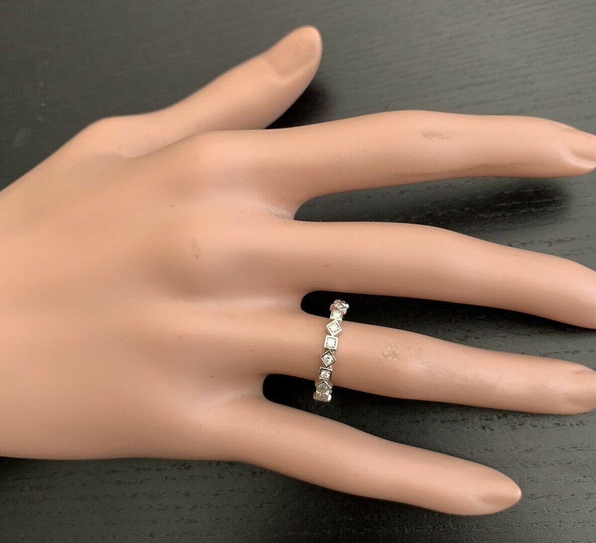 Round Cut 0.40 Carat Natural Diamond 14 Karat Solid White Gold Band Ring For Sale