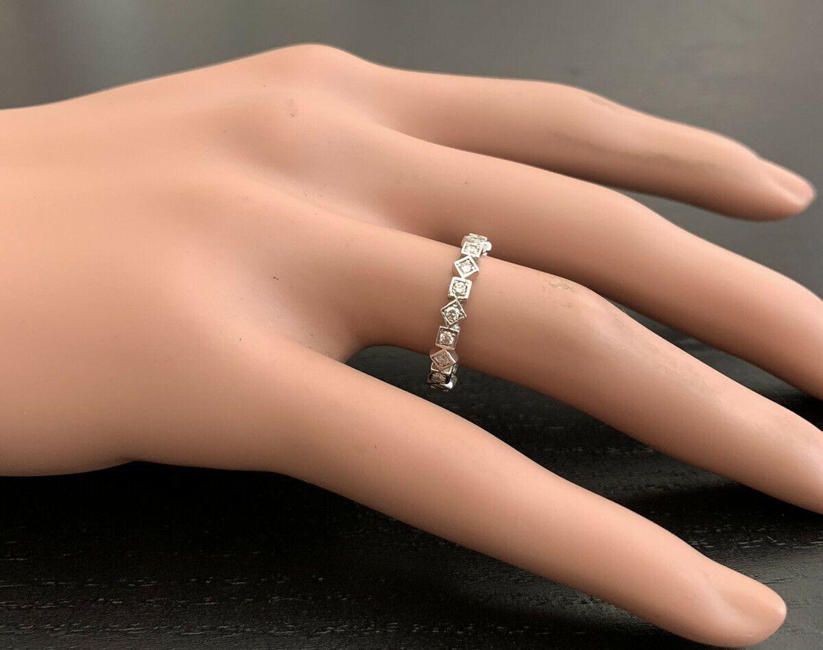 Women's 0.40 Carat Natural Diamond 14 Karat Solid White Gold Band Ring For Sale