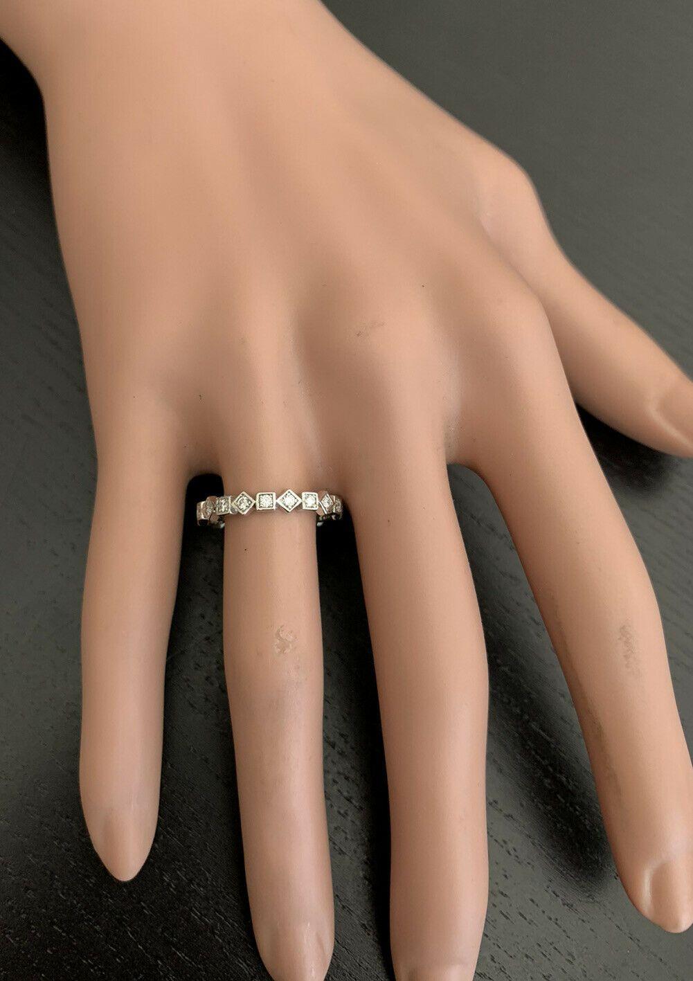 0.40 Carat Natural Diamond 14 Karat Solid White Gold Band Ring In New Condition For Sale In Los Angeles, CA