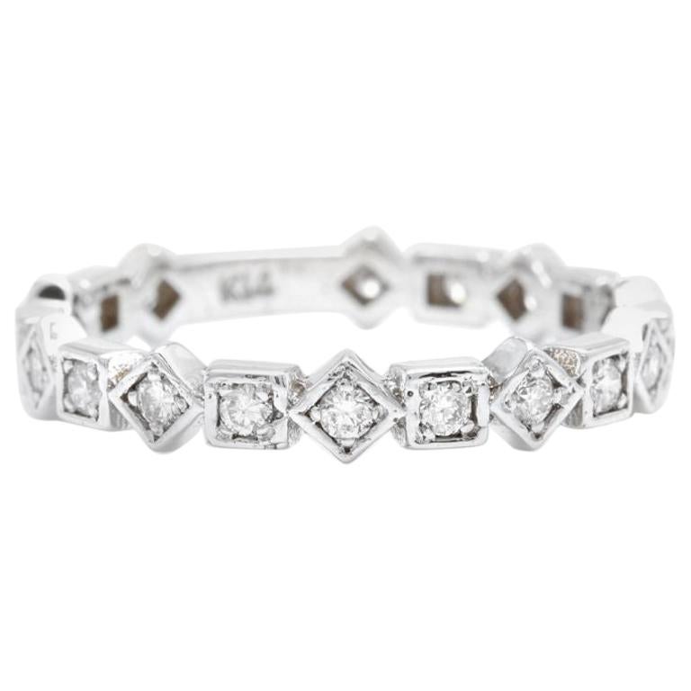 0.40 Carat Natural Diamond 14 Karat Solid White Gold Band Ring