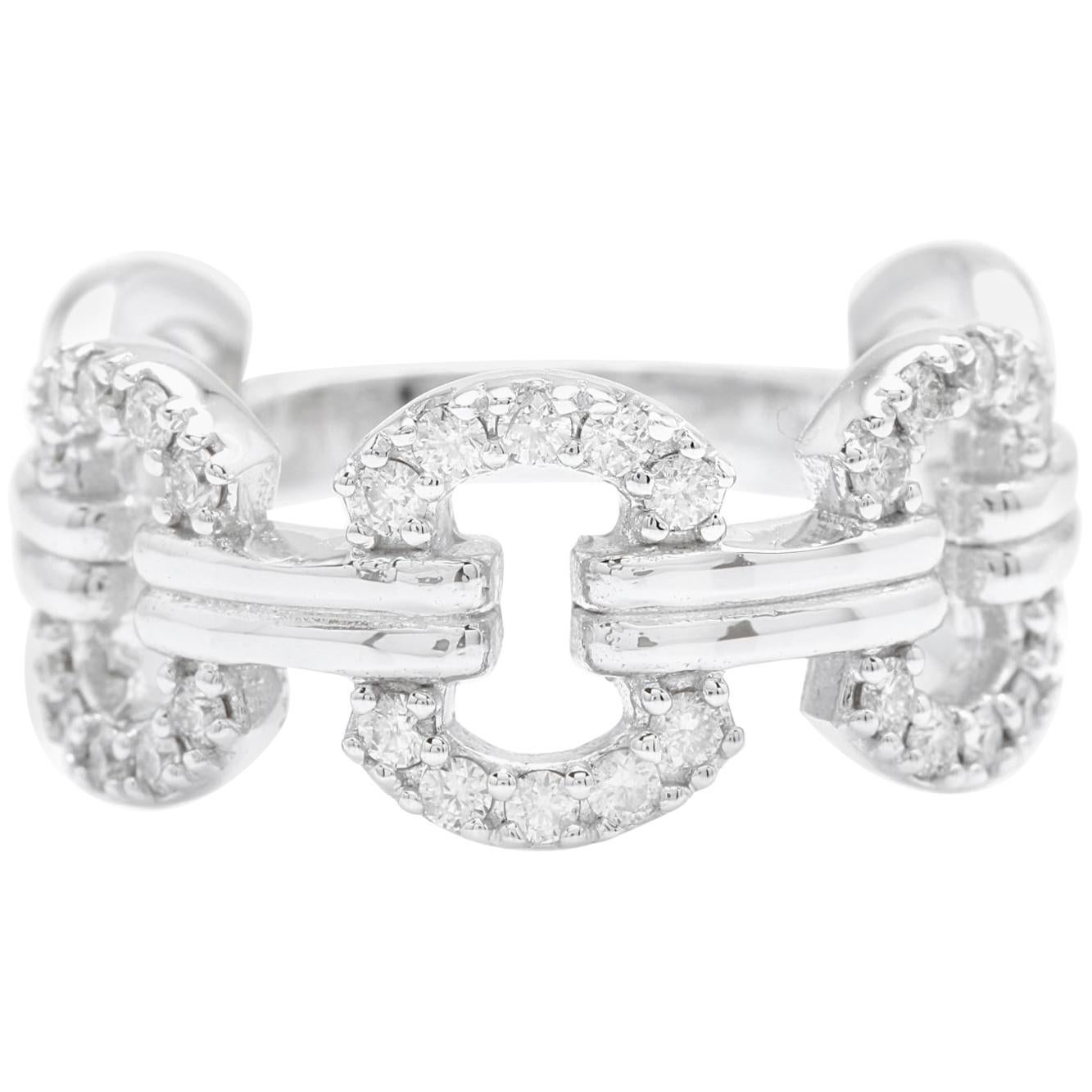 0.40ct Natural Diamond 14k Solid White Gold Band Ring For Sale