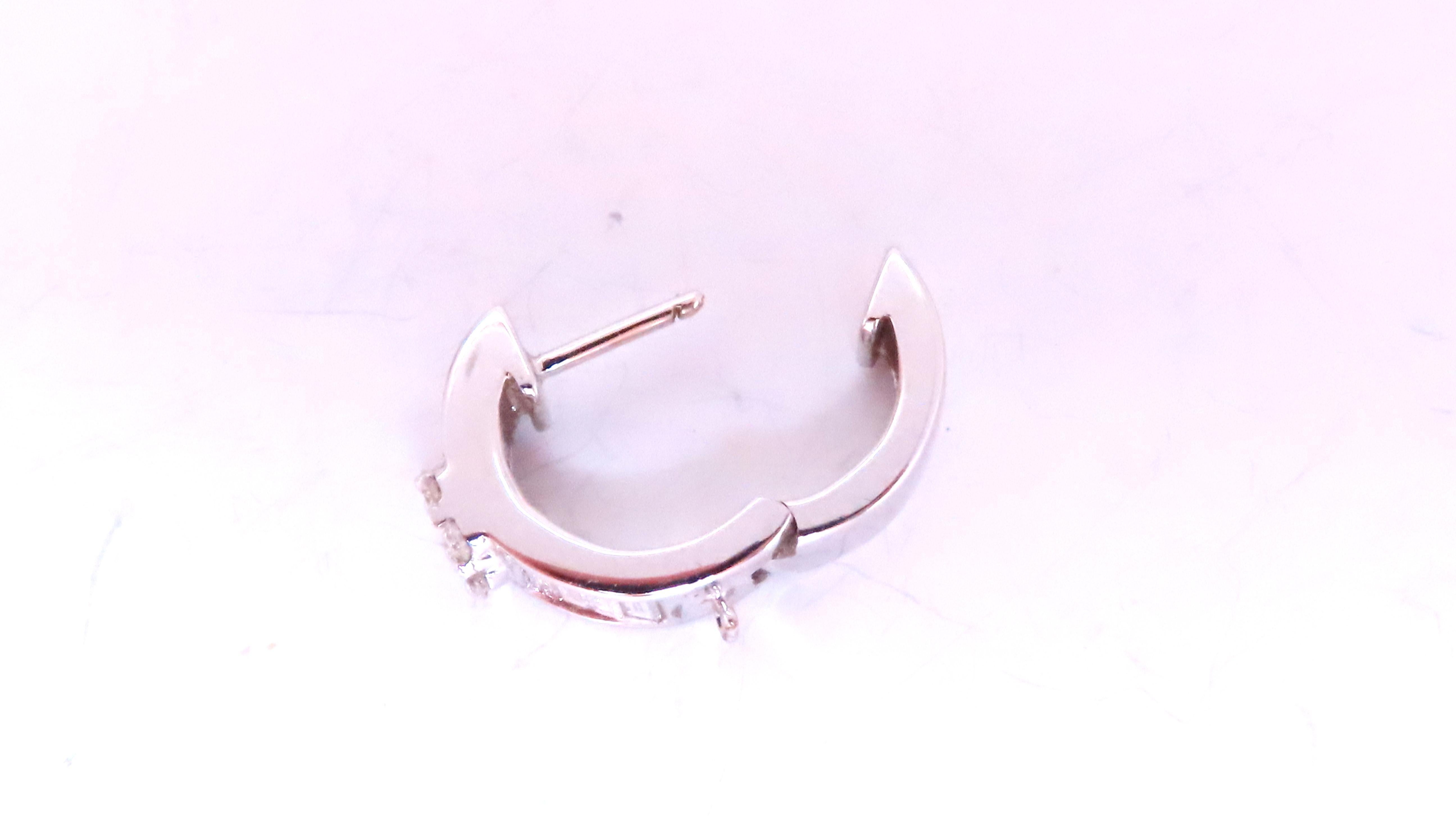 0.40ct Natural Diamonds Single Hoop Earrings his / hers 18kt Gold 12620 In New Condition For Sale In New York, NY