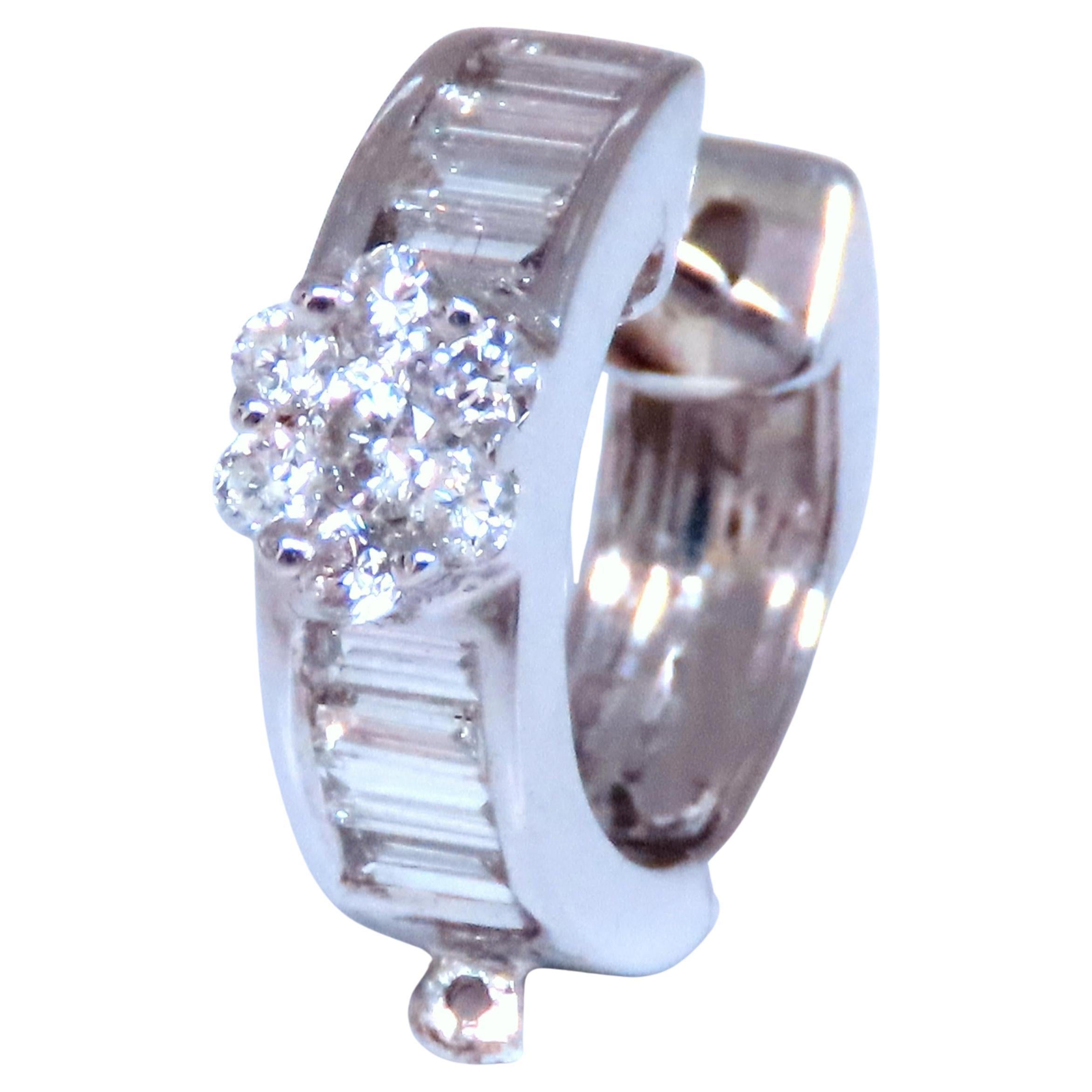 0.40ct Natural Diamonds Single Hoop Earrings his / hers 18kt Gold 12620 For Sale
