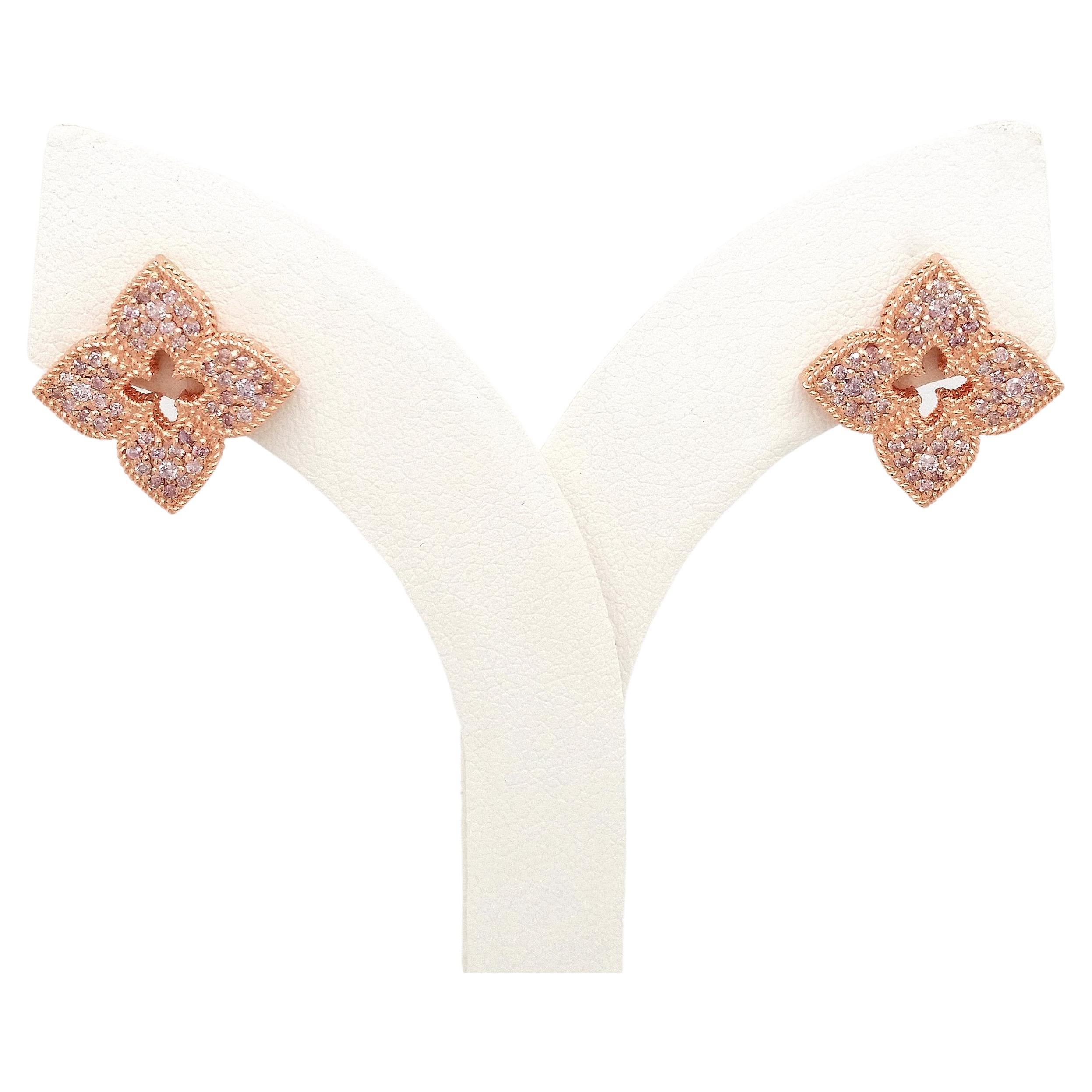 IGI Certified 1.30ct Natural Pink Diamond Hoop Earrings 14K Rose Gold