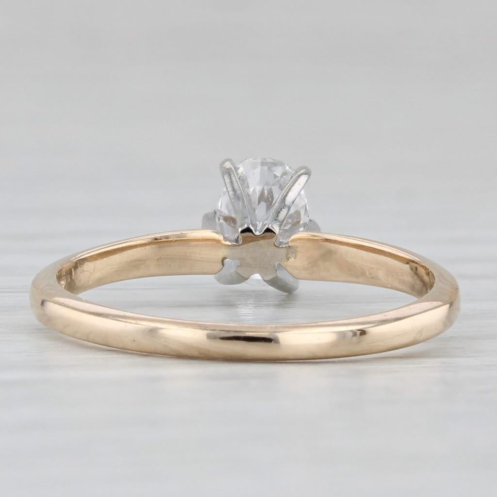 Taglio ovale Anello di fidanzamento solitario con diamante ovale da 0,40 carati in oro giallo 14k misura 8 in vendita