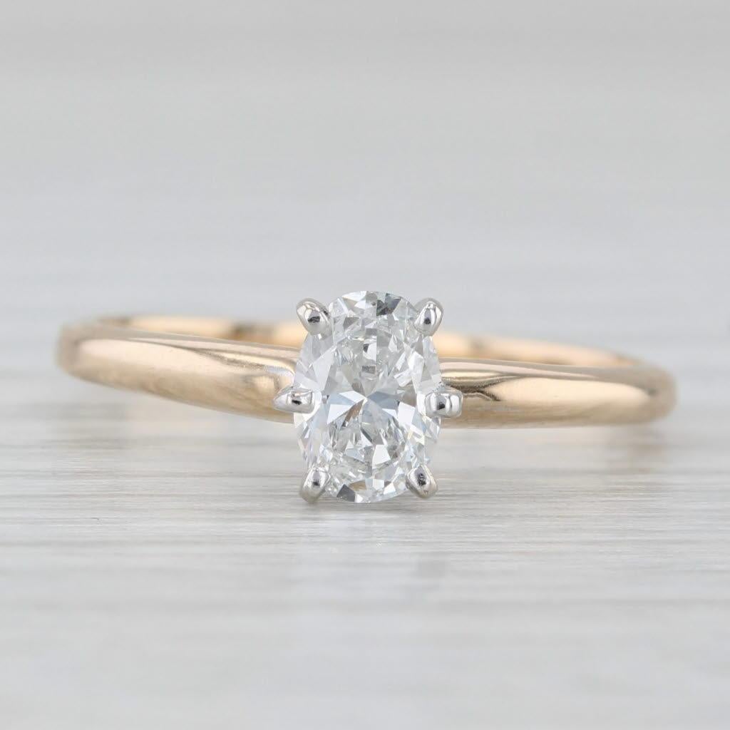 Anello di fidanzamento solitario con diamante ovale da 0,40 carati in oro giallo 14k misura 8 In condizioni buone in vendita a McLeansville, NC