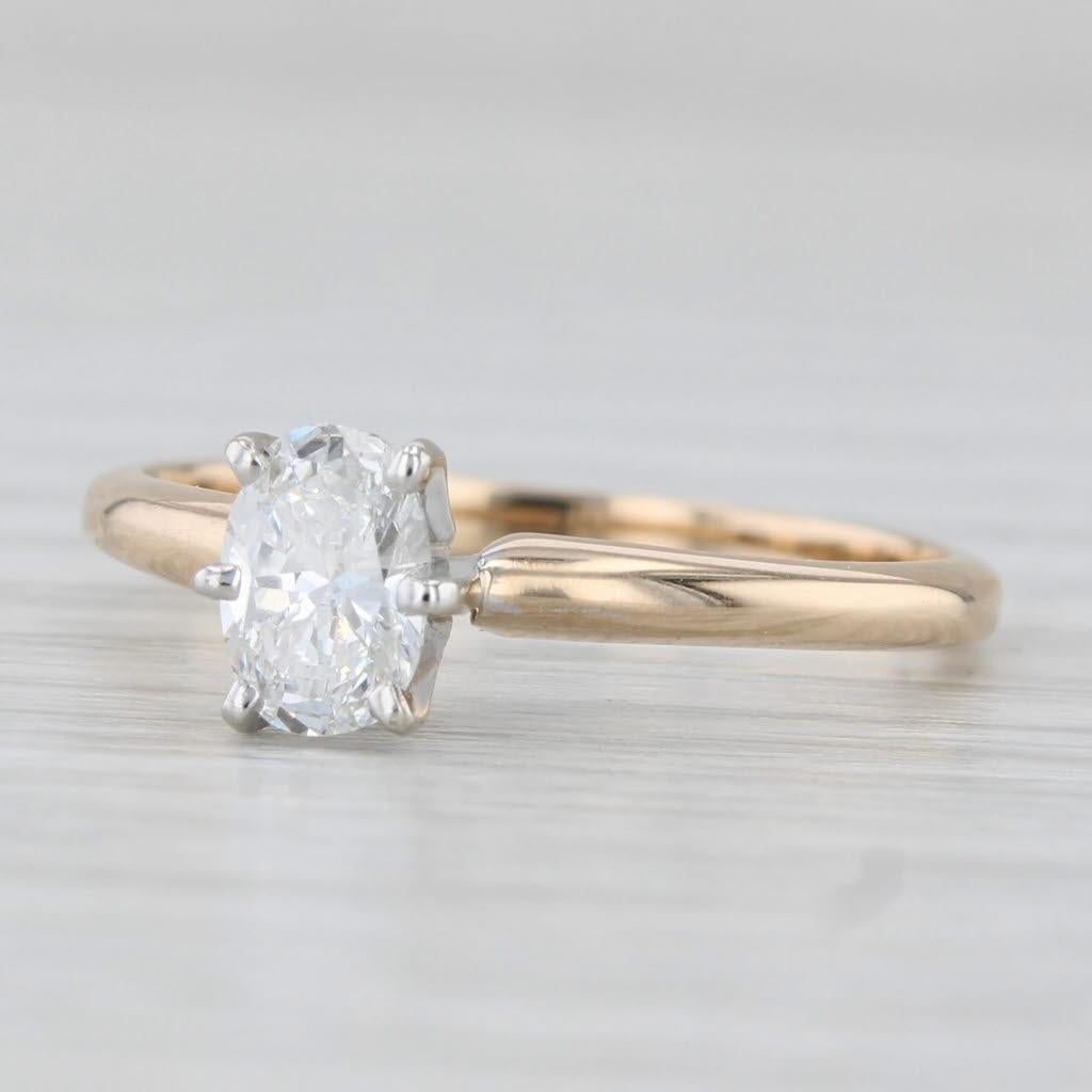 Anello di fidanzamento solitario con diamante ovale da 0,40 carati in oro giallo 14k misura 8 in vendita 1