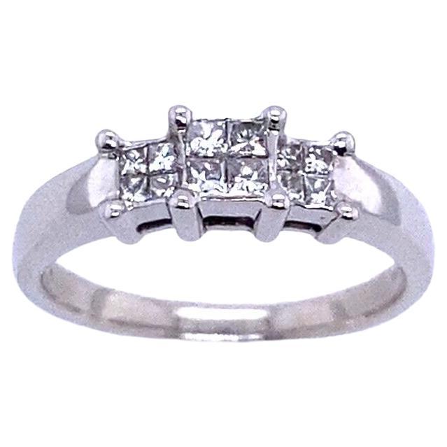 0.40ct Princess Cut Natural Diamond Trilogy Ring Set in 18ct White Gold For Sale