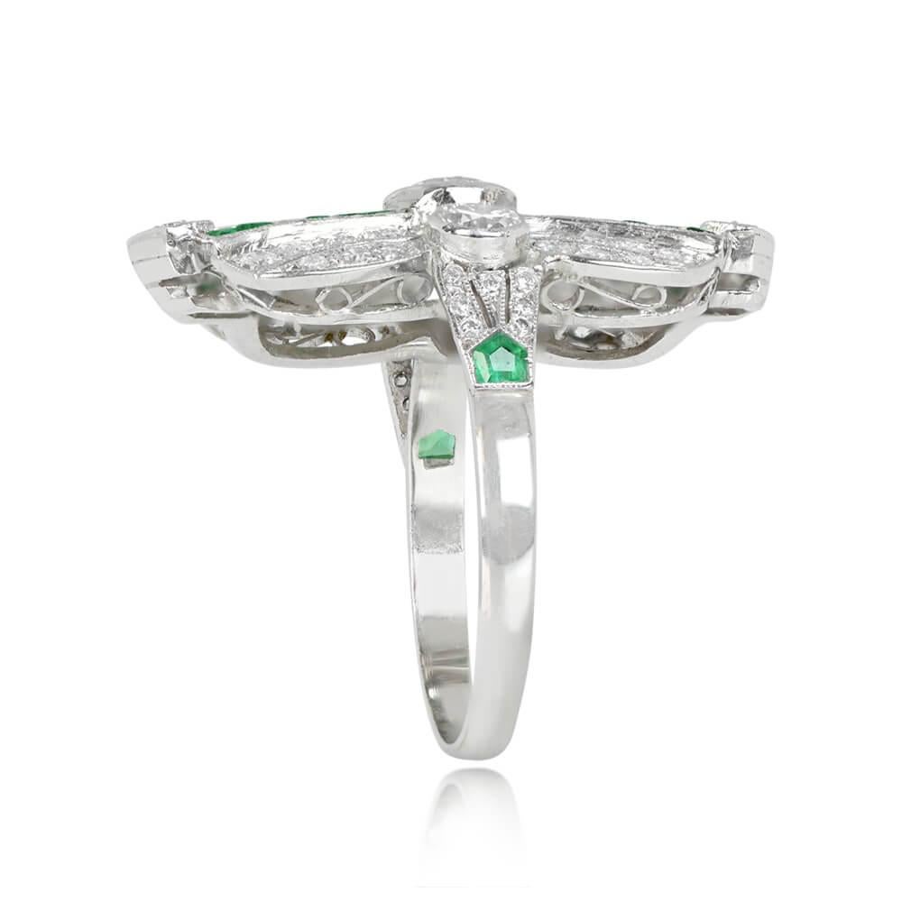 Art Deco 0.40ct Round Brilliant Cut Diamond Cocktail Ring, H Color, Platinum