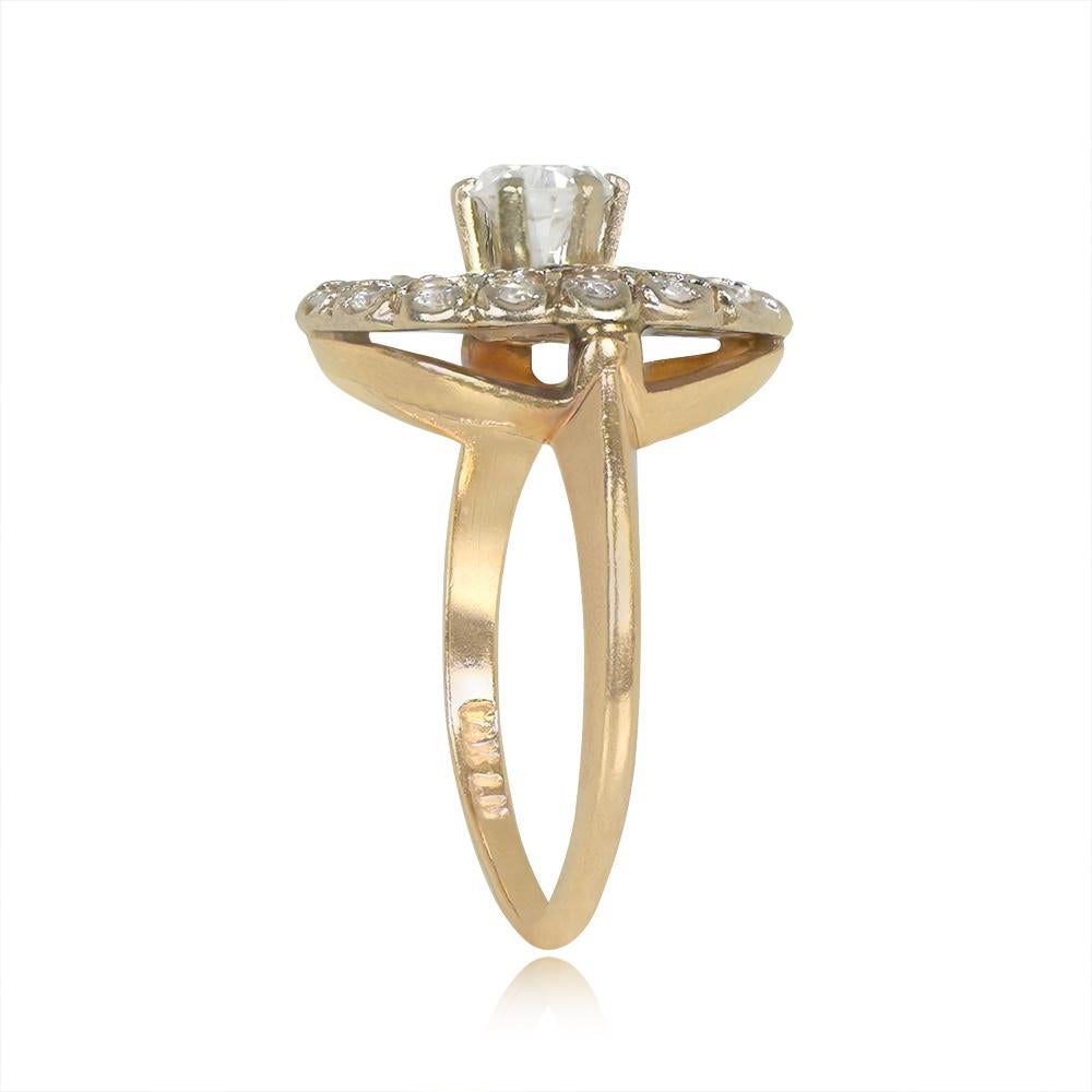 Art Deco 0.40ct Round Brilliant Cut Diamond Cocktail Ring, VS1 Clarity, 14k Yellow Gold For Sale