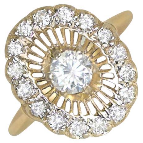 0.40ct Round Brilliant Cut Diamond Cocktail Ring, VS1 Clarity, 14k Yellow Gold For Sale