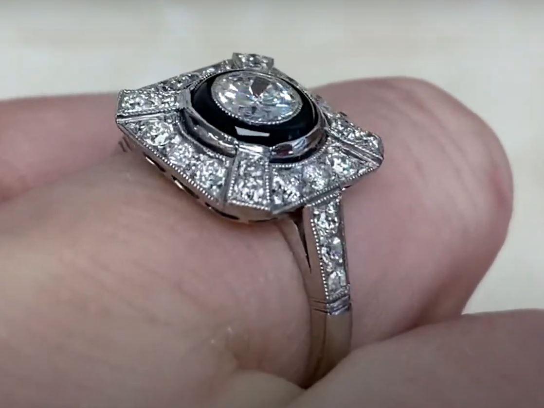 Women's 0.40ct Round Brilliant Cut Diamond Engagement Ring, Diamond Halo, Platinum
