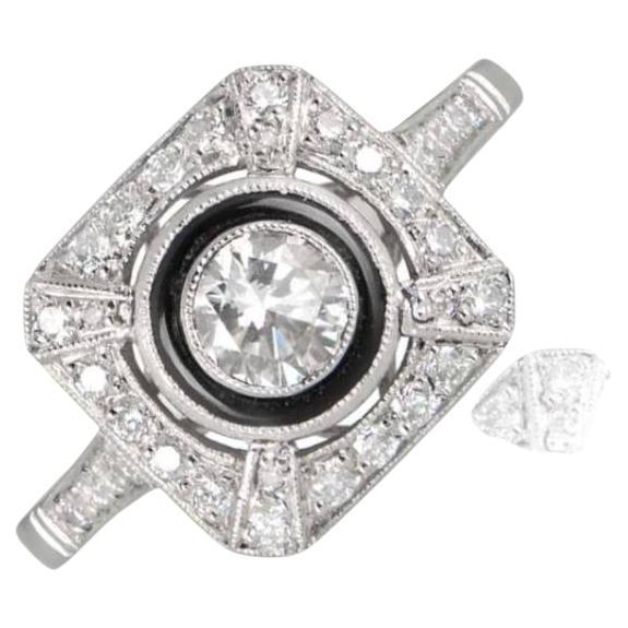 0.40ct Round Brilliant Cut Diamond Engagement Ring, Diamond Halo, Platinum