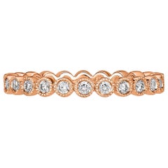 0.40ct Round Brilliant Cut Milgrain Bezel Set Eternity Band in 18k Rose Gold