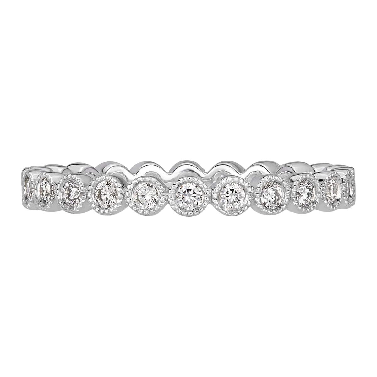 0.40ct Round Brilliant Cut Milgrain Bezel Set Eternity Band in 18k White Gold