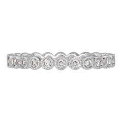 0.40ct Round Brilliant Cut Milgrain Bezel Set Eternity Band in 18k White Gold
