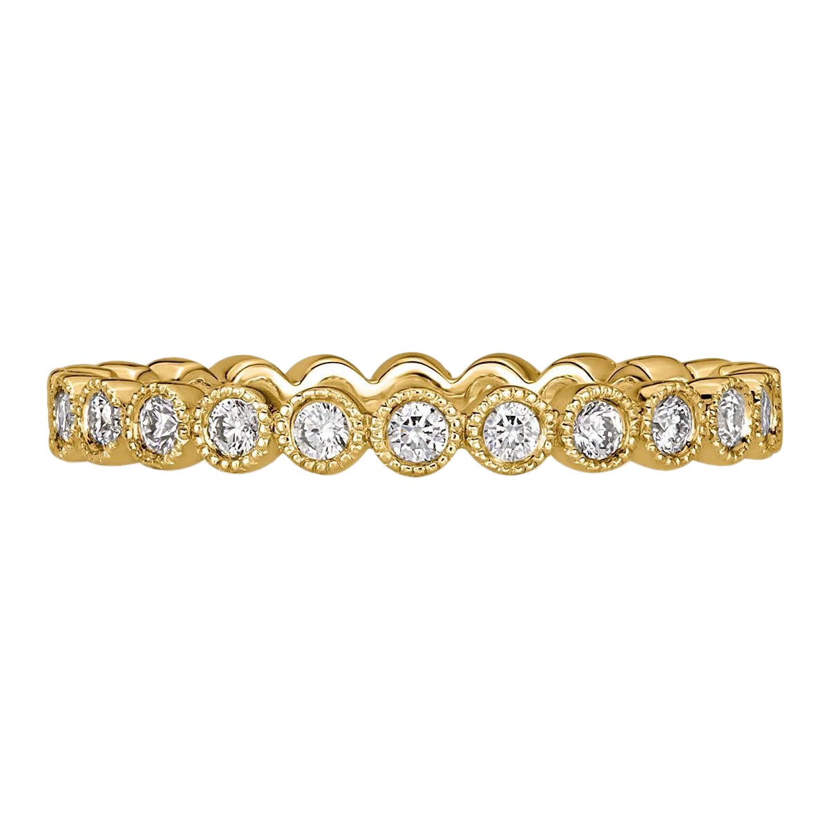 0.40ct Round Brilliant Cut Milgrain Bezel Set Eternity Band in 18k Yellow Gold