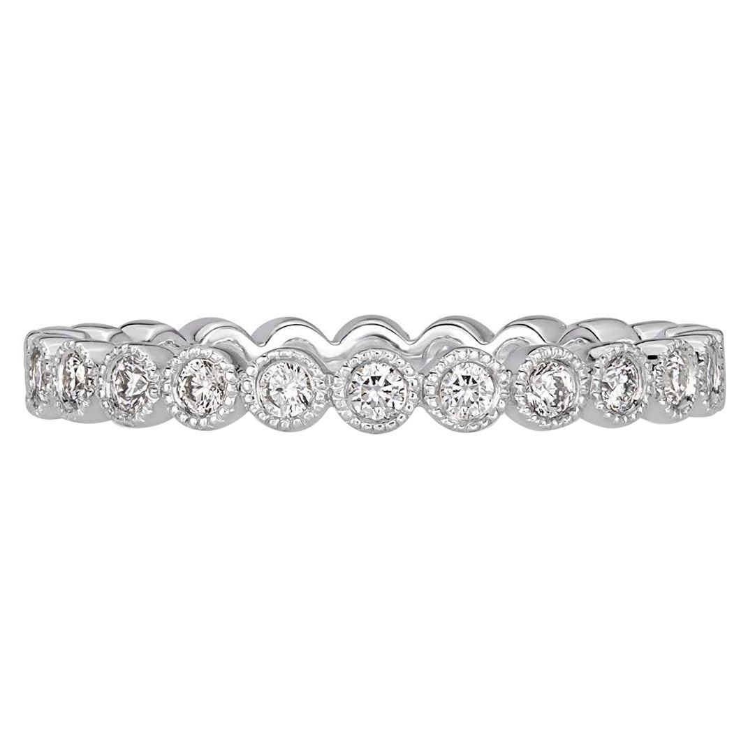 0.40ct Round Brilliant Cut Milgrain Bezel Set Eternity Band in Platinum