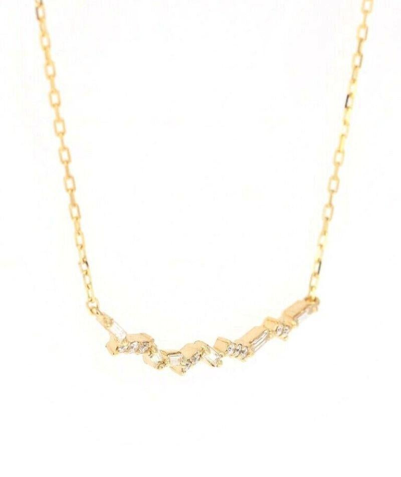 Mixed Cut 0.40 Carat Splendid 14 Karat Solid Yellow Gold Chain Necklace For Sale
