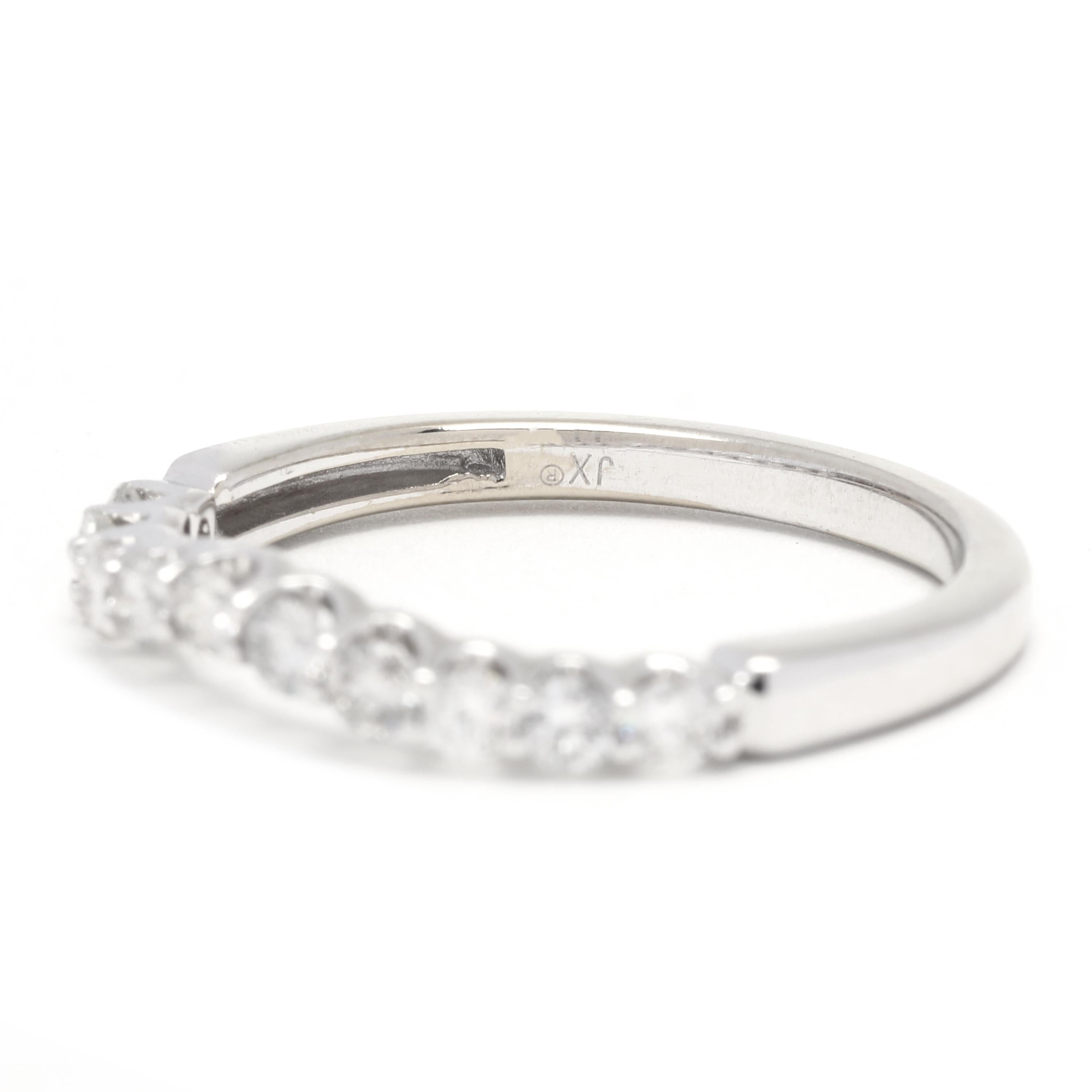 da uomo o donna Fascia di diamanti curvi da 0,40 carati, oro bianco 14 carati, misura 7, accenti semplici di diamanti in vendita