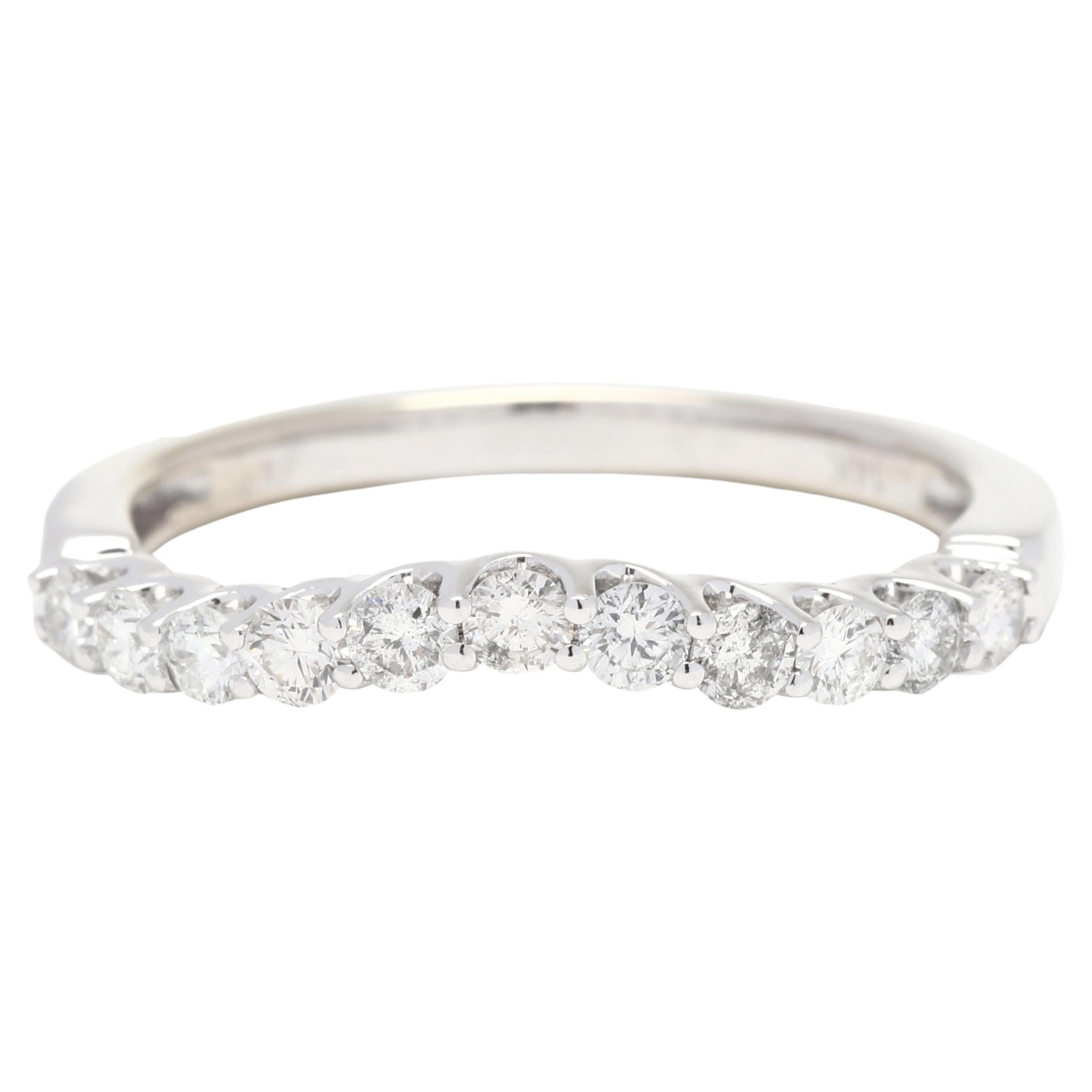 0.40ctw Curved Diamond Band, 14K White Gold, Ring Size 7, Simple Diamond Accent 