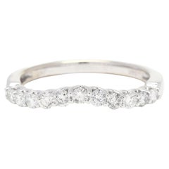 Retro 0.40ctw Curved Diamond Band, 14K White Gold, Ring Size 7, Simple Diamond Accent 