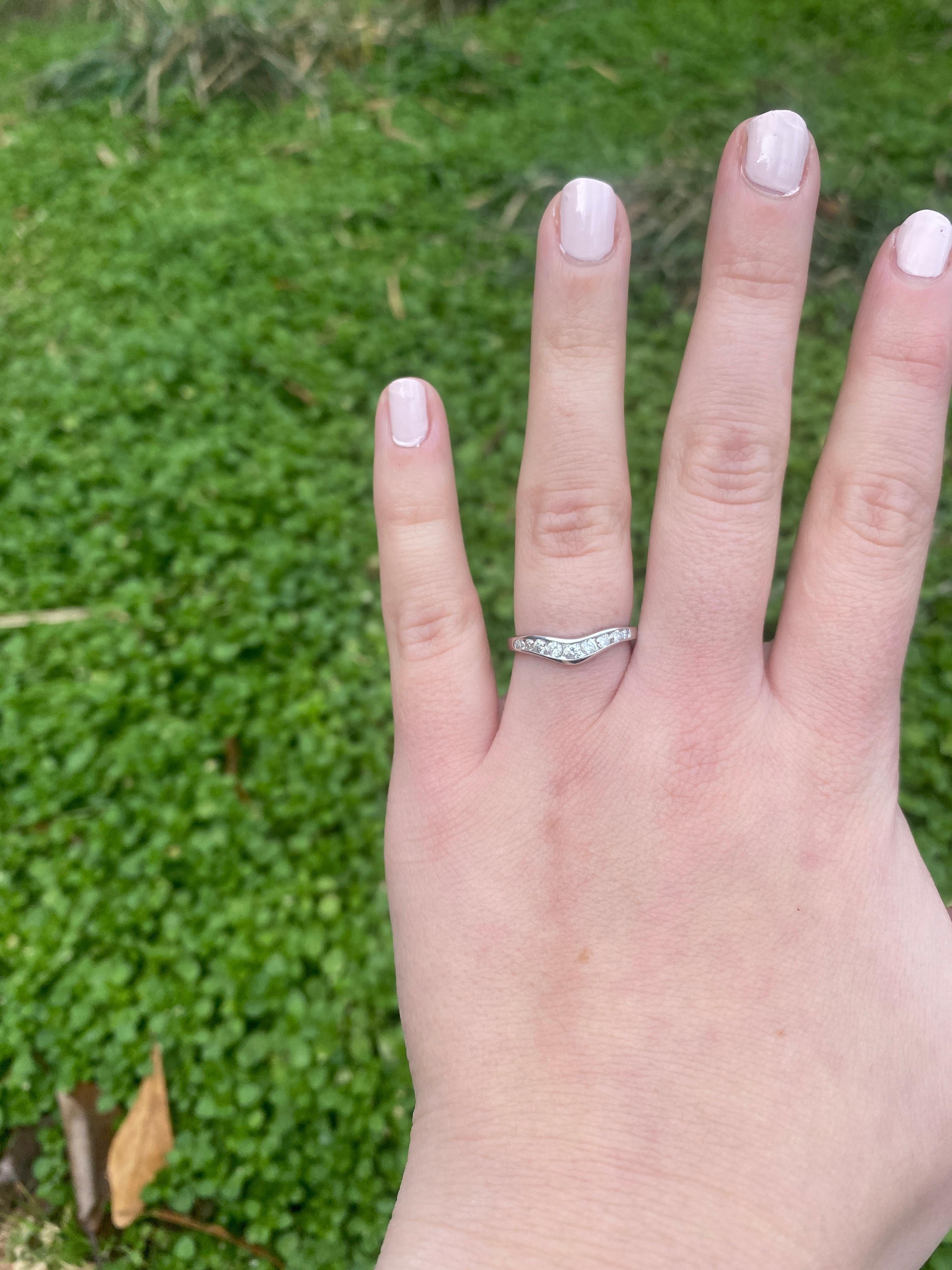 0.40ctw Curved Diamond Wedding Band, 14K White Gold, Ring Size 6.75, Diamond For Sale 2