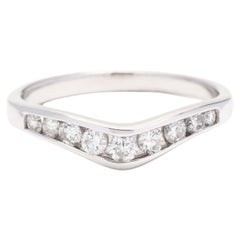 0.40ctw Curved Diamond Wedding Band, 14K White Gold, Ring Size 6.75, Diamond 