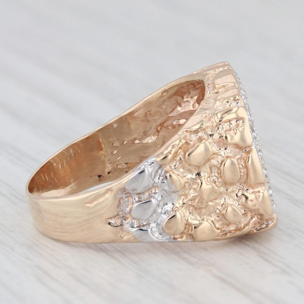 0.40ctw Diamond 14k Yellow Gold Nuggt Ring Size 7.25 For Sale 1