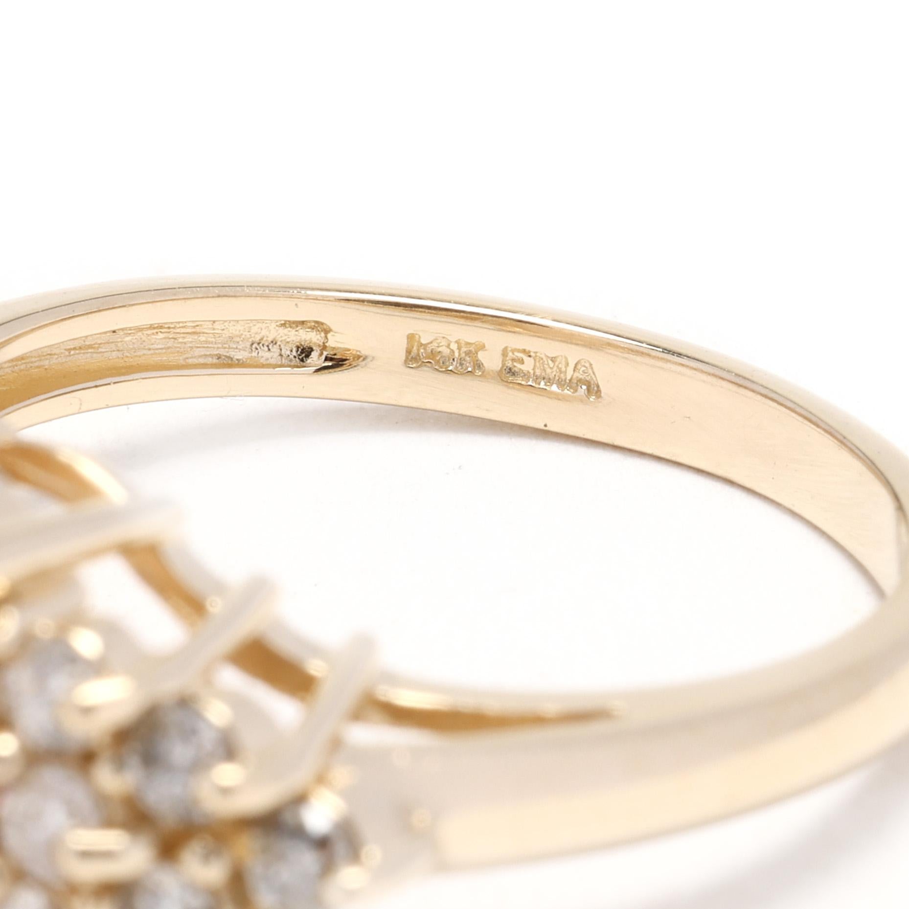 Bague grappe d'opales et diamants de 0,40 carat, or jaune 14 carats, taille de bague 6,75 Unisexe en vente