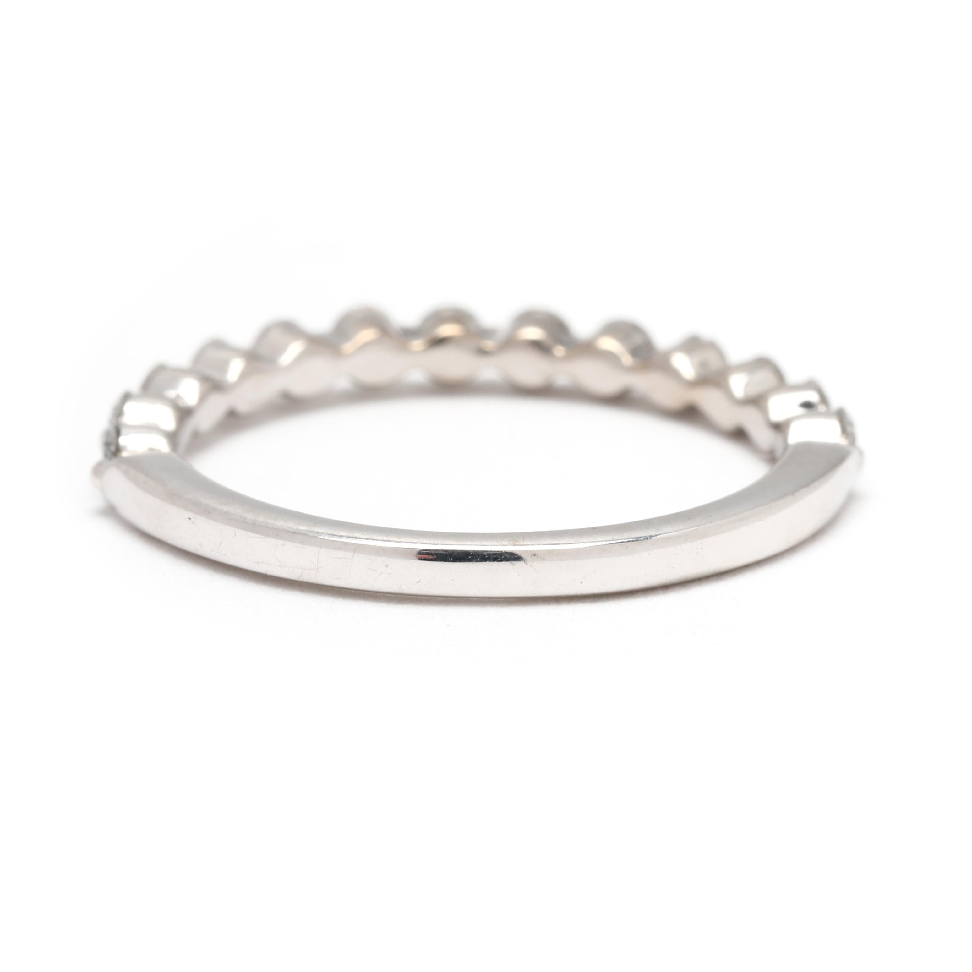 Round Cut 0.40ctw Diamond Band Ring, 18k White Gold, Ring Size 6.25, Stackable For Sale