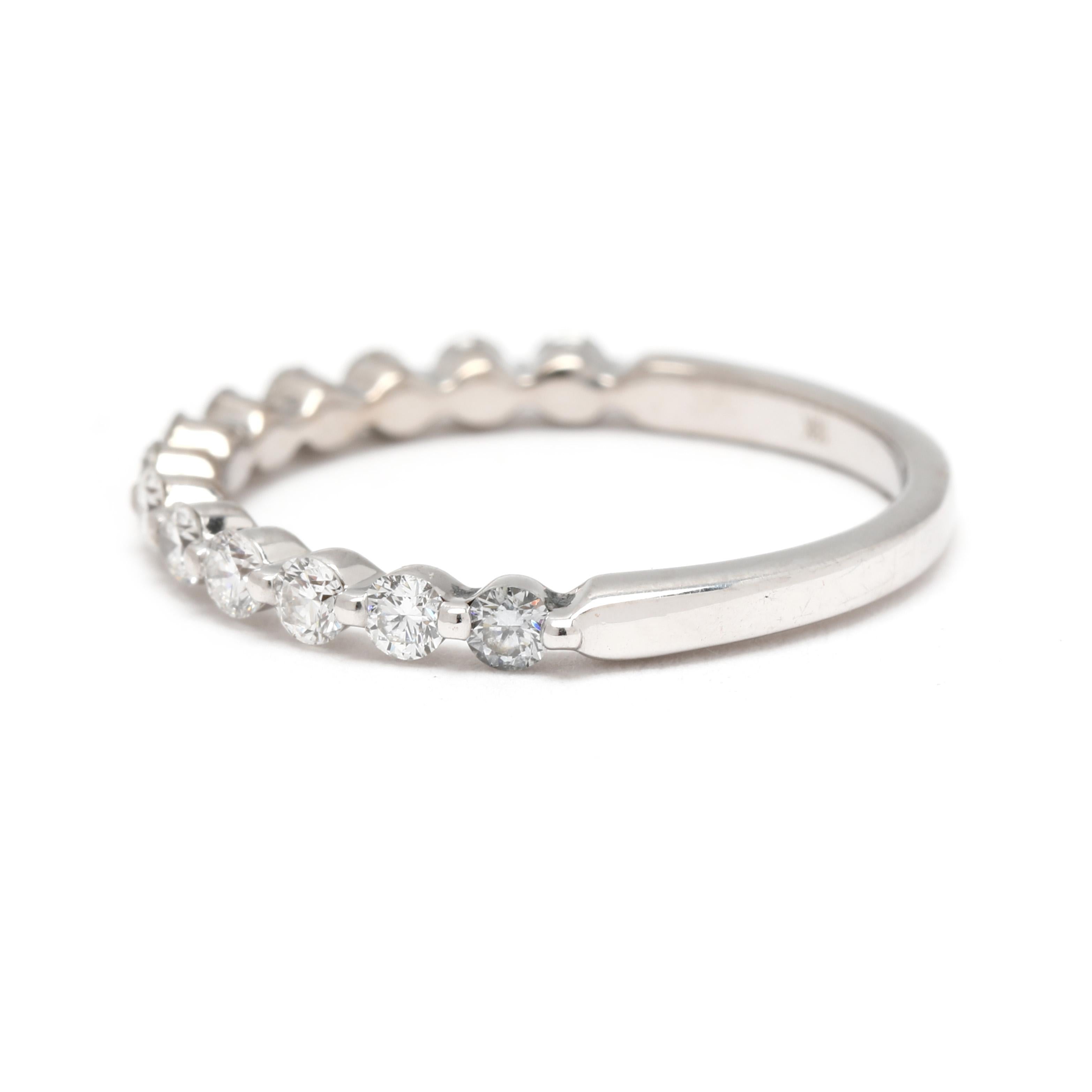 0.40ctw Diamond Band Ring, 18k White Gold, Ring Size 6.25, Stackable In Good Condition For Sale In McLeansville, NC