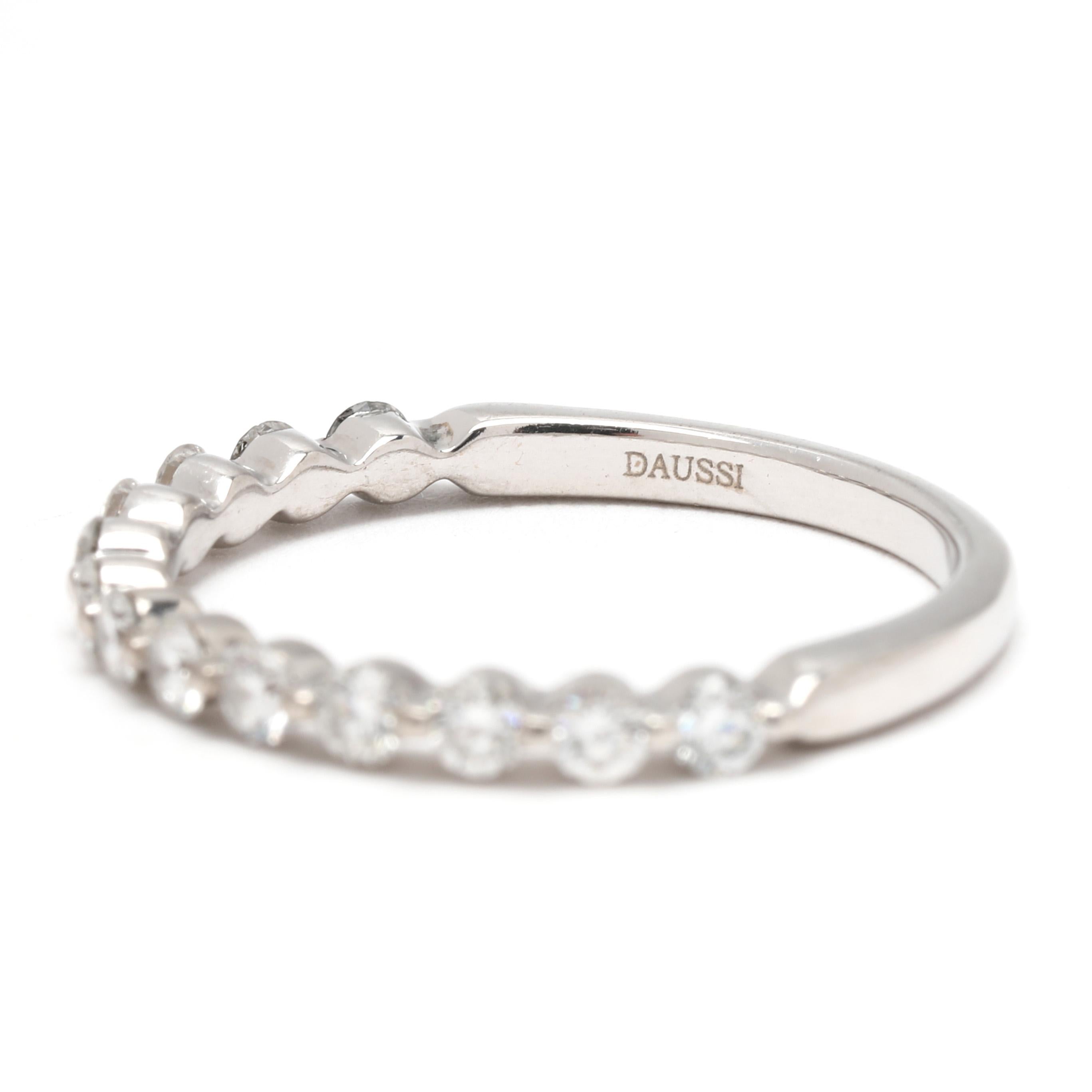 Women's or Men's 0.40ctw Diamond Band Ring, 18k White Gold, Ring Size 6.25, Stackable For Sale