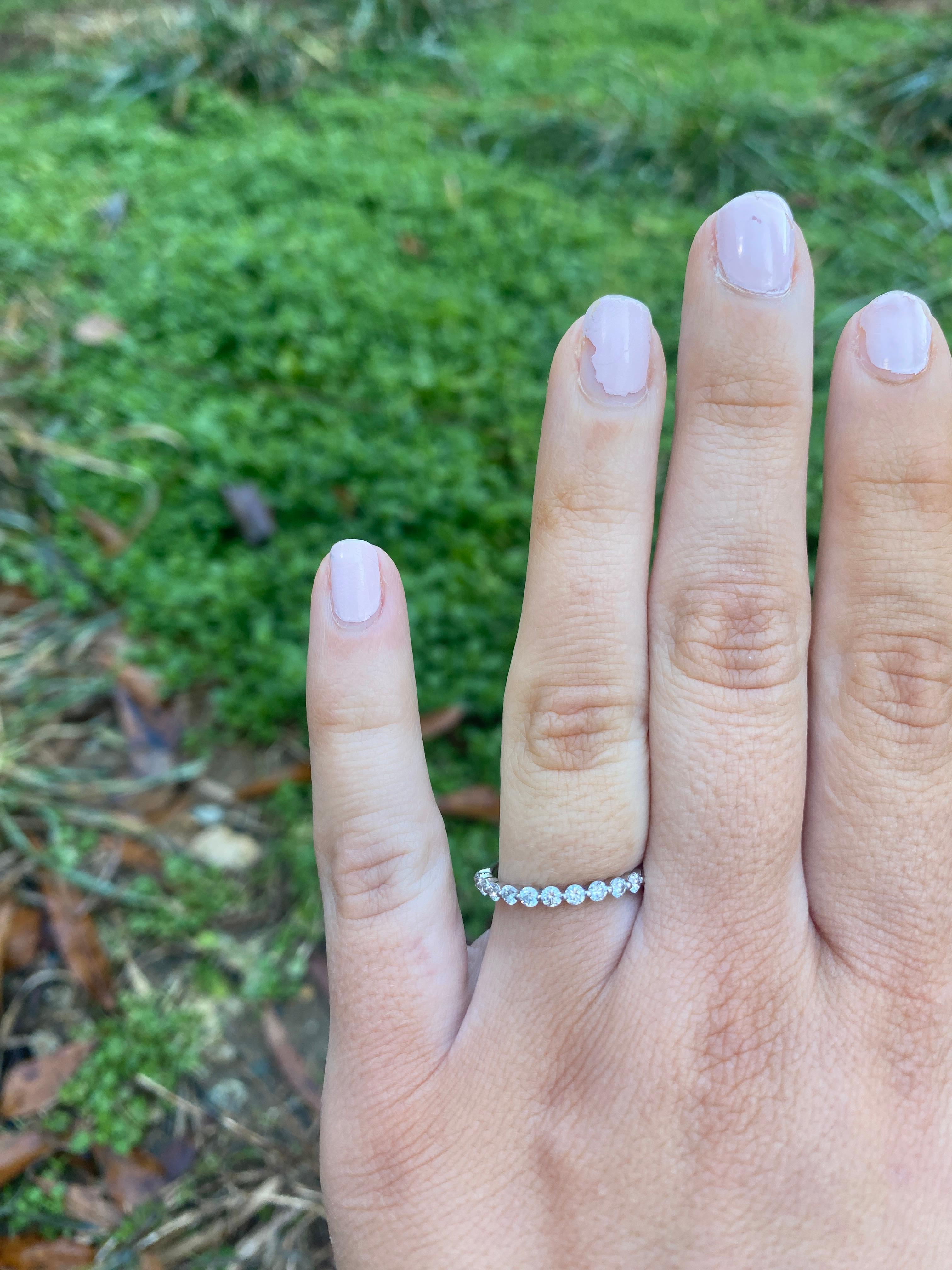 0.40ctw Diamond Band Ring, 18k White Gold, Ring Size 6.25, Stackable For Sale 3