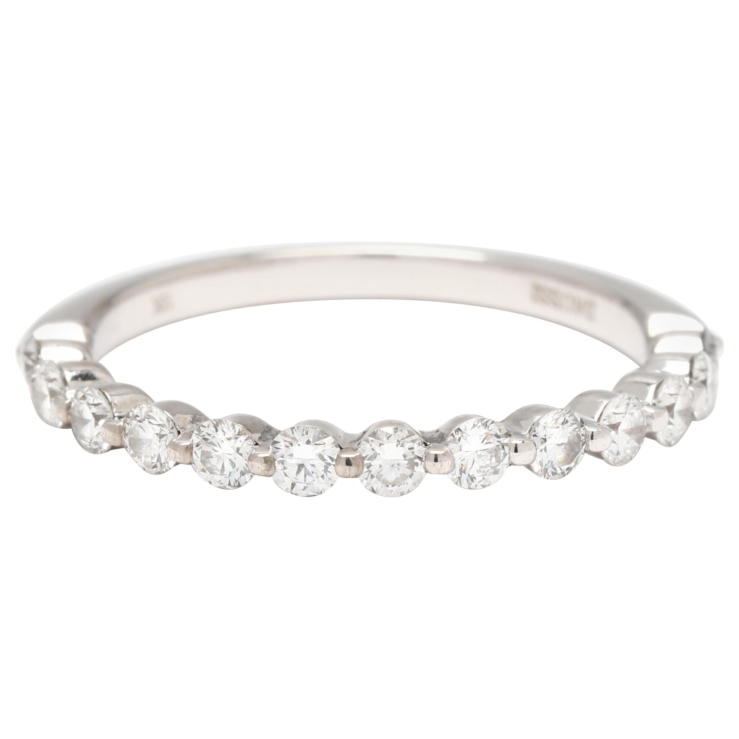 Anello a fascia con diamante da 0,40 carati, oro bianco 18 carati, misura 6,25, impilabile