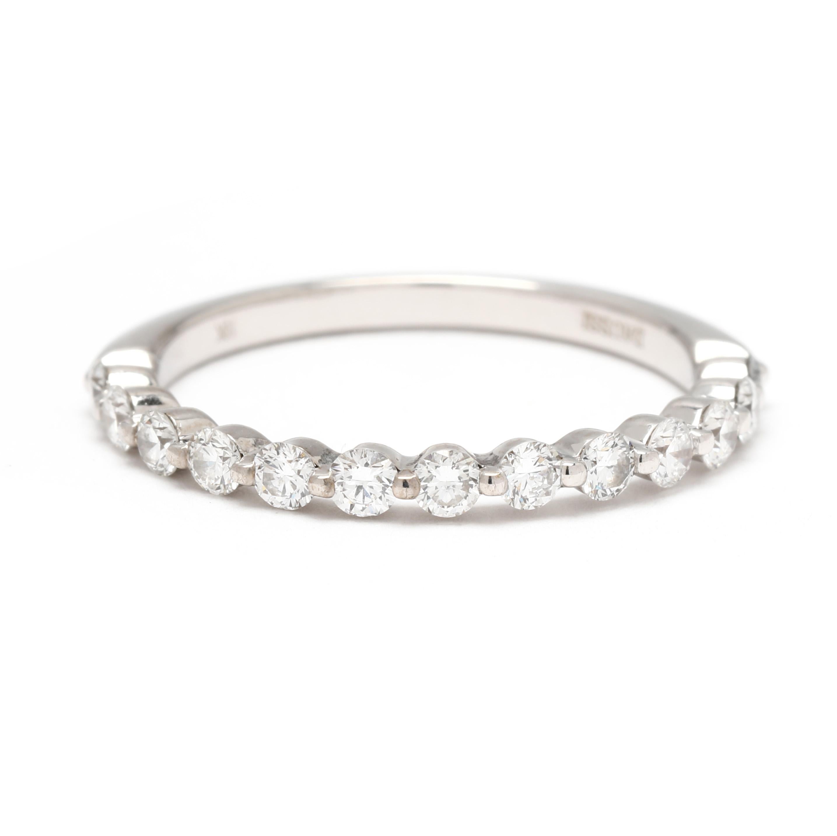 0.40ctw Diamond Band Ring, 18k White Gold, Ring Size 6.25, Stackable