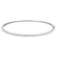 Bracciale Bangle con diamanti da 0,40 carati, oro bianco 14k, lunghezza 6,75 pollici