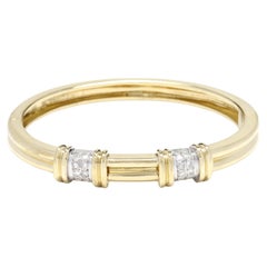 0.40ctw Diamond Bangle Bracelet, 18k Yellow and White Gold, Length 6.5 Inches